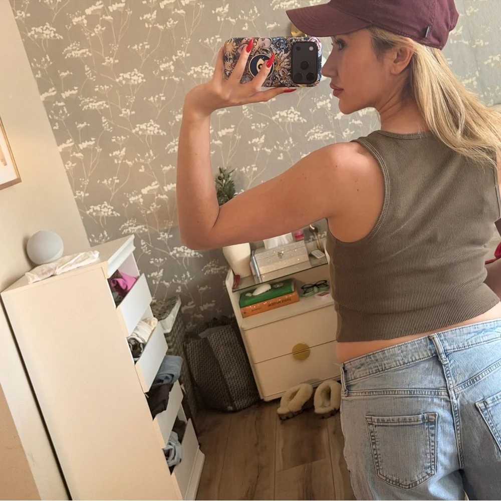 Von Dutch Kahki Brown Graphic Tank Top - Picture 3 of 5